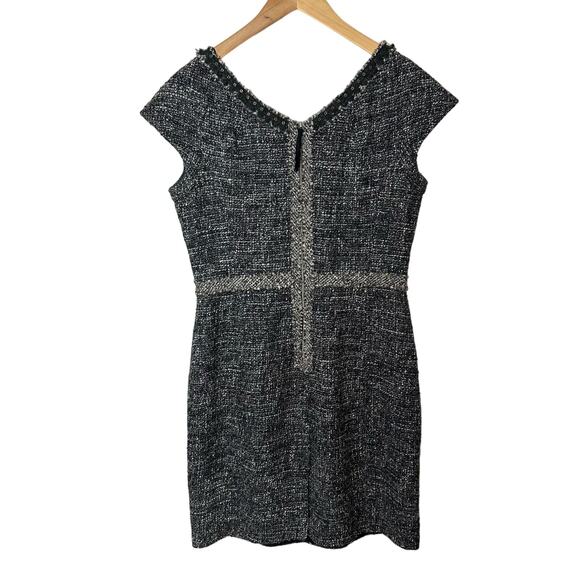 Rebecca Taylor Sequin Boucle Dress Womens Size 12 Wool Sleeveless Back Zip Gray - Picture 3 of 10